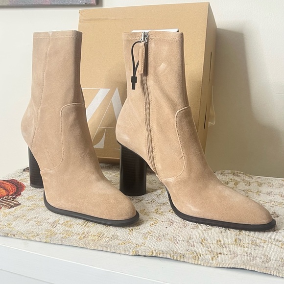 Zara Shoes - Zara Tan Suede Ankle Boots